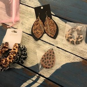 New Boutique earrings & hair scrunchies